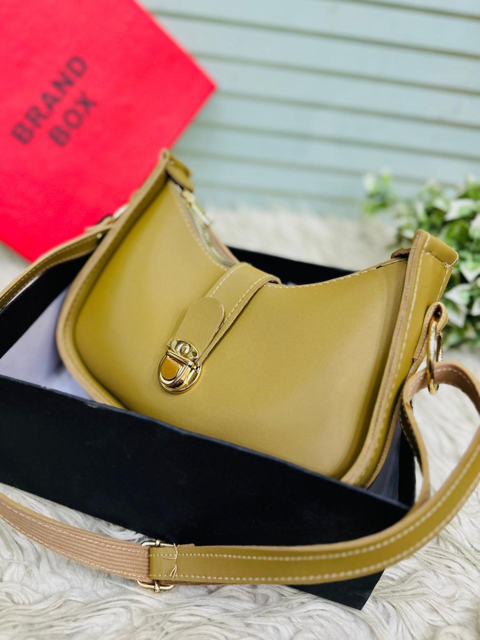 BELANCCI - WOMEN’S MOON SHAPE SHOULDER BAG WITH GOLD CLASP