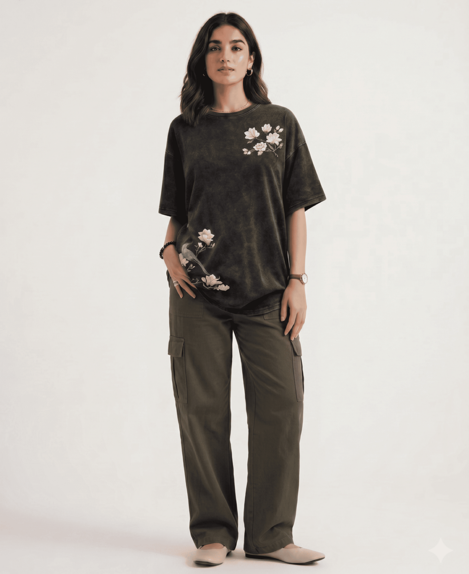 Acid Wash Drop Shoulder For Women
