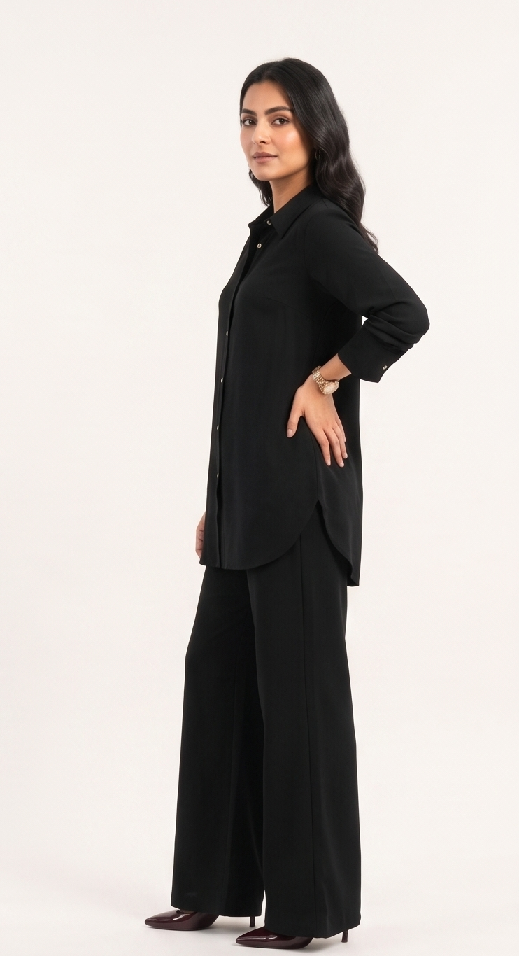 Premium Women’s 2-Piece Linen Co-ord Set - Oversized Button-Down Shirt & Wide Leg Trousers - Elegant Monochromatic Matching Set - Trendy Modest Streetwear Suit