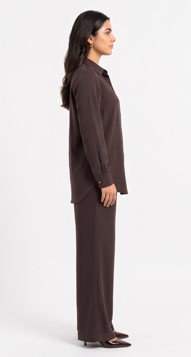 Premium Women’s 2-Piece Linen Co-ord Set - Oversized Button-Down Shirt & Wide Leg Trousers - Elegant Monochromatic Matching Set - Trendy Modest Streetwear Suit
