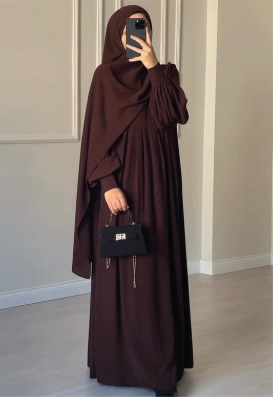 BELANCCI - CHOCOLATY ELEGANT ABAYA WITH STOLLER