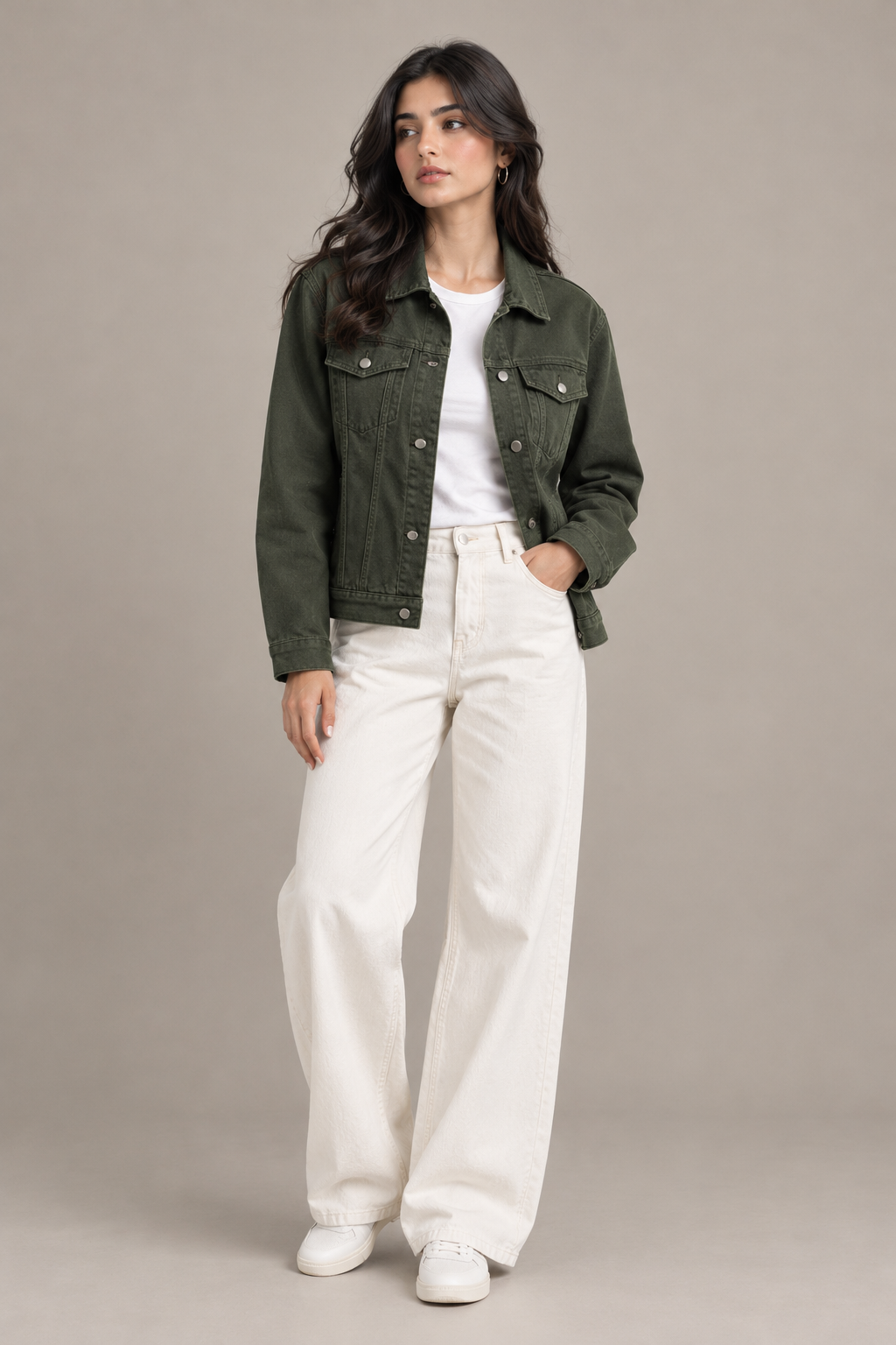 BELANCCI OLIVE GREEN DENIM JACKET