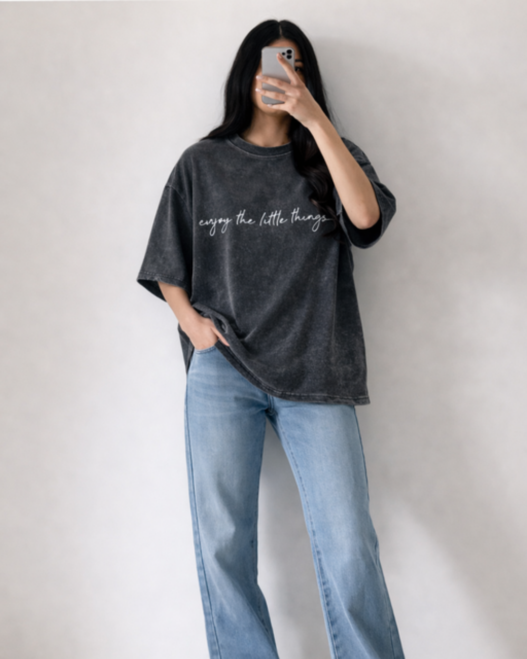 Oversized Acid Wash T Shirt For Girls – Vintage Washed Graphic Print Loose Fit Streetwear Tee Drop Shoulder Casual Summer Shirt for Women
