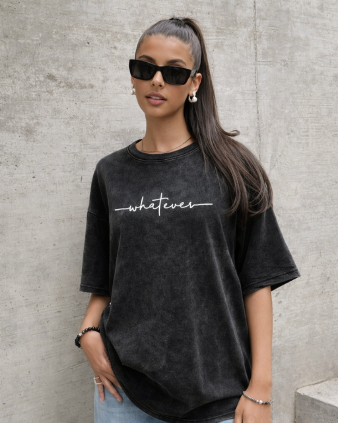 Oversized Acid Wash T Shirt For Girls – Vintage Washed Graphic Print Loose Fit Streetwear Tee Drop Shoulder Casual Summer Shirt for Women
