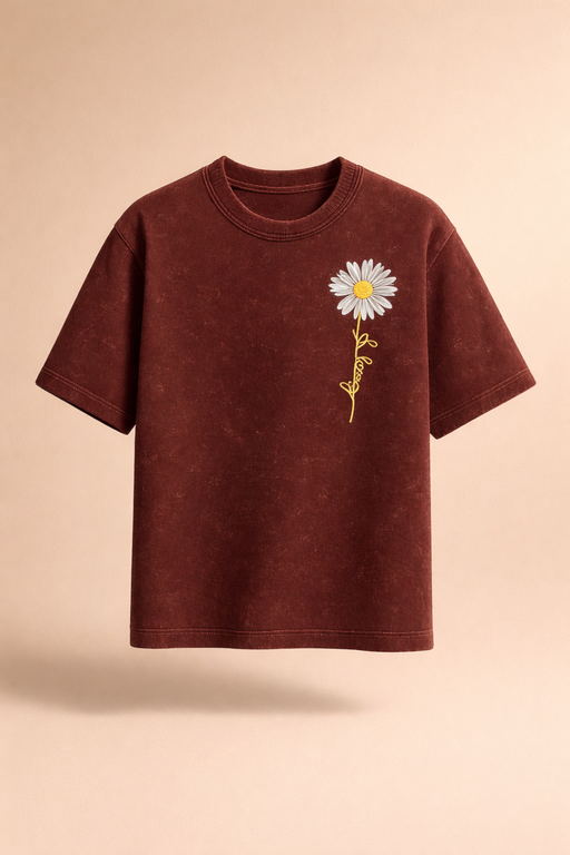 Oversized Acid Wash T Shirt For Girls – Vintage Washed Graphic Print Loose Fit Streetwear Tee Drop Shoulder Casual Summer Shirt for Women
