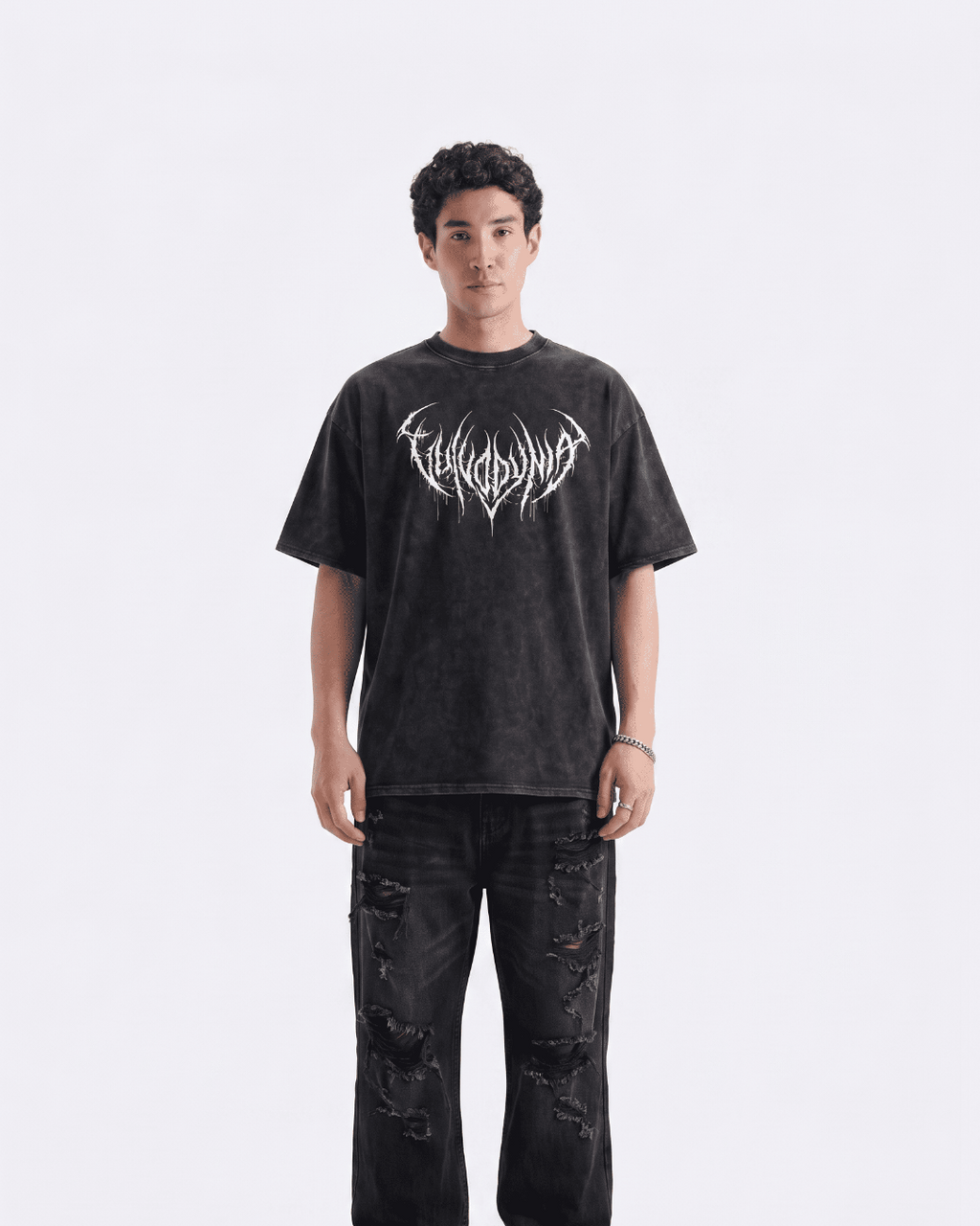 Men’s Oversized Acid Wash T Shirt – Vintage Washed Graphic Print Loose Fit Streetwear Tee Drop Shoulder Casual Summer Shirt for Boys