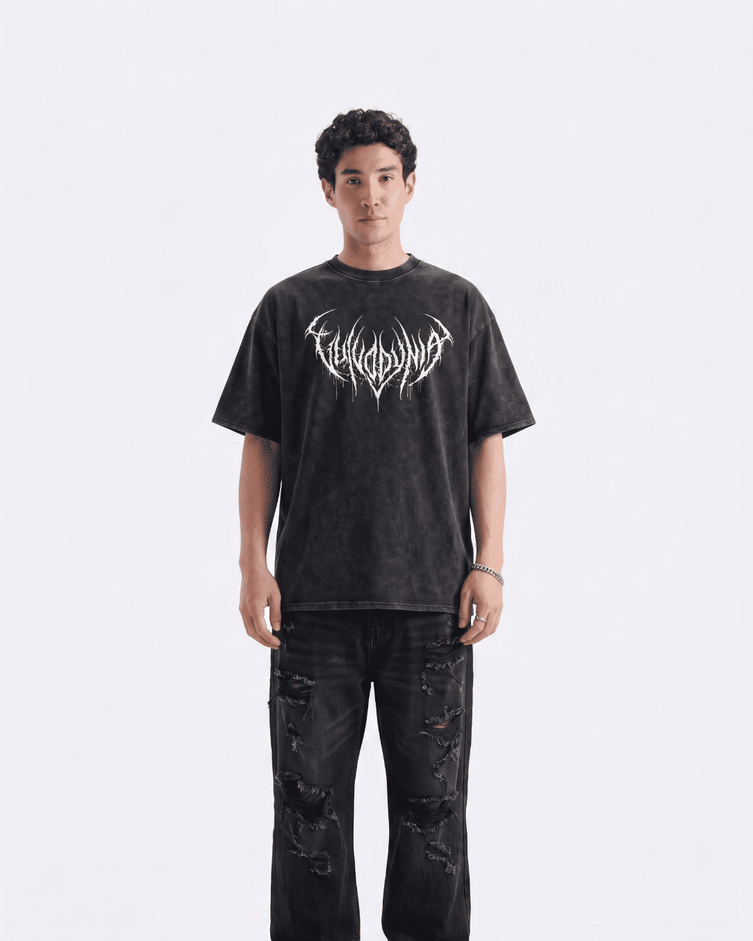 Men’s Oversized Acid Wash T Shirt – Vintage Washed Graphic Print Loose Fit Streetwear Tee Drop Shoulder Casual Summer Shirt for Boys