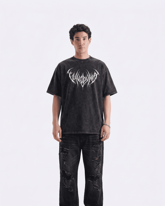 Men’s Oversized Acid Wash T Shirt – Vintage Washed Graphic Print Loose Fit Streetwear Tee Drop Shoulder Casual Summer Shirt for Boys