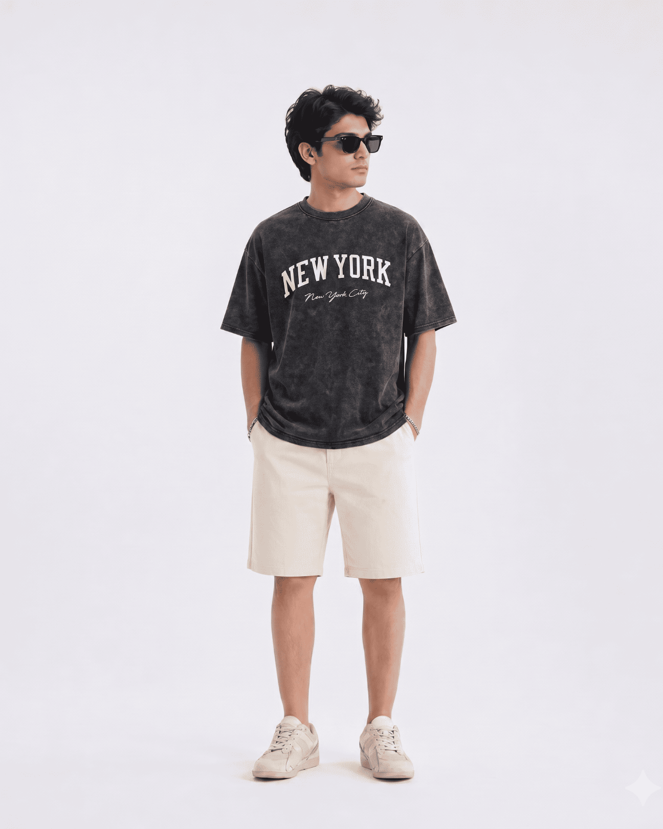 Men’s Oversized Acid Wash T Shirt – Vintage Washed Graphic Print Loose Fit Streetwear Tee Drop Shoulder Casual Summer Shirt for Boys