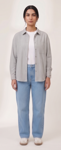 Premium Women’s Black Oversized Striped Button-Down Shirt - Relaxed Fit Cotton Blouse for Women - Aesthetic Korean Style Long Sleeve Top - Trendy Casual Streetwear Shirt
