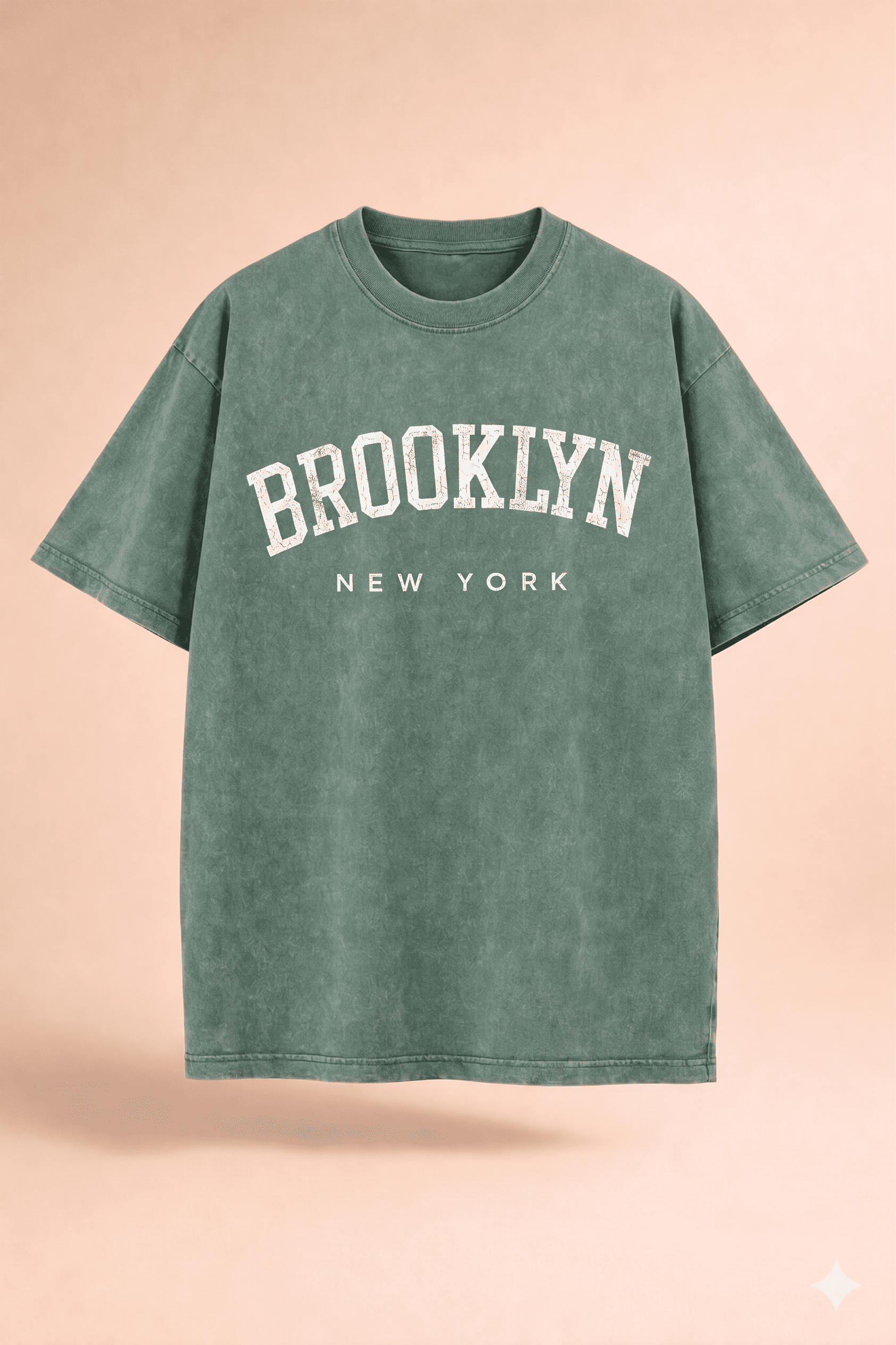 Men’s Oversized Acid Wash T Shirt – Vintage Washed Brooklyn Graphic Print Loose Fit Streetwear Tee Drop Shoulder Casual Summer Shirt for Boys