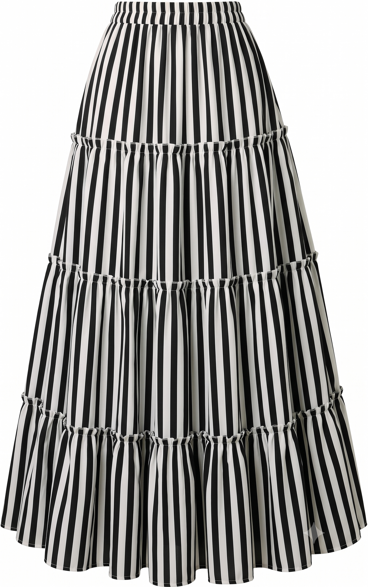 Women's Monochrome Vertical Striped Long Skirt - Belancci