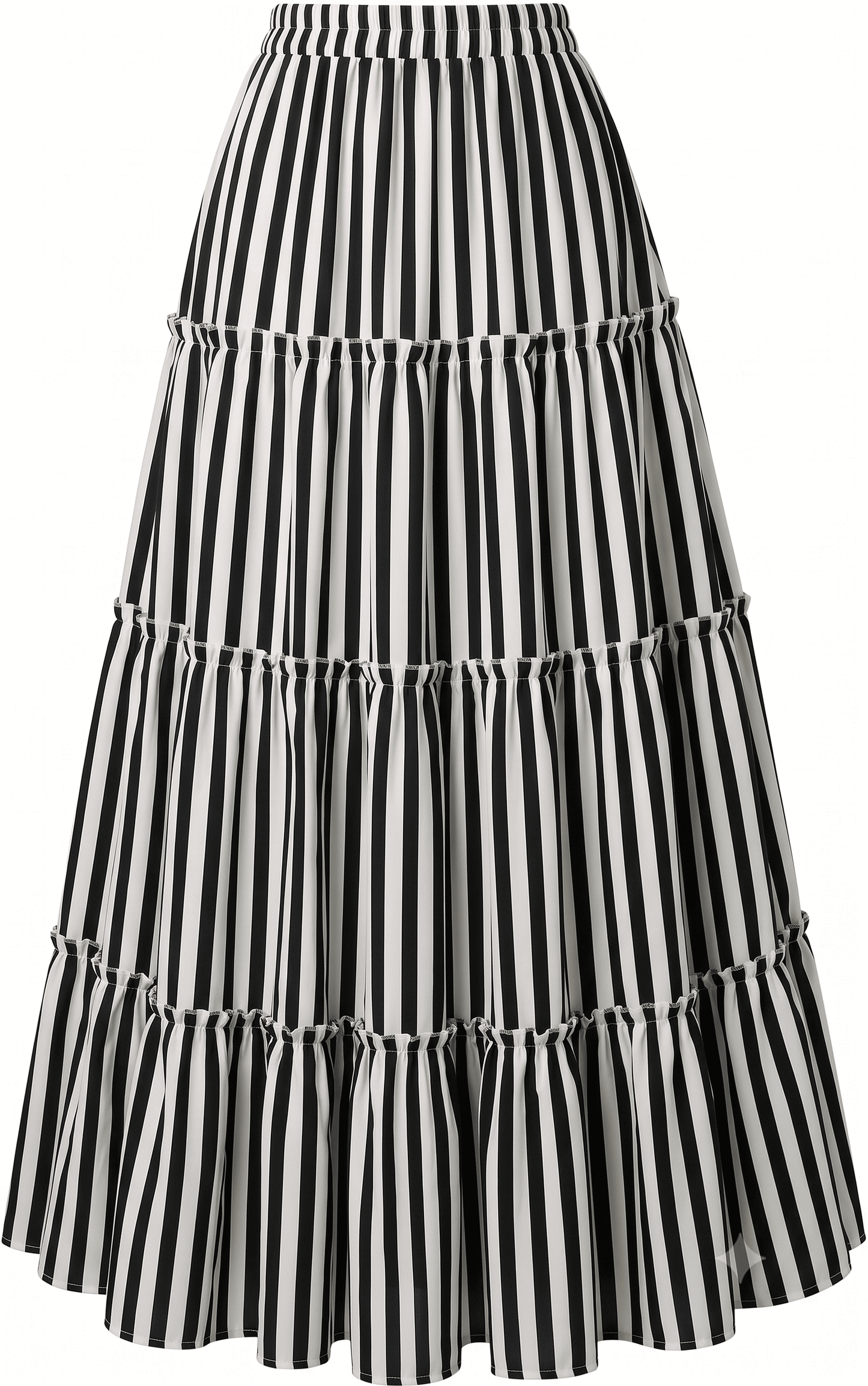 Women's Monochrome Vertical Striped Long Skirt - Belancci