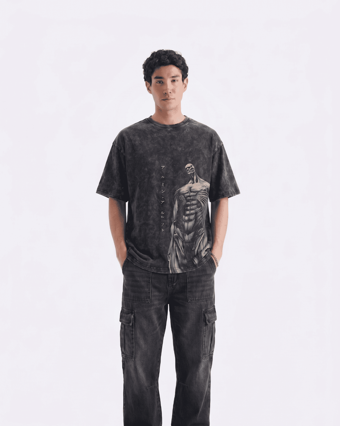 Men’s Oversized Acid Wash T Shirt – Vintage Washed Graphic Print Loose Fit Streetwear Tee Drop Shoulder Casual Summer Shirt for Boys