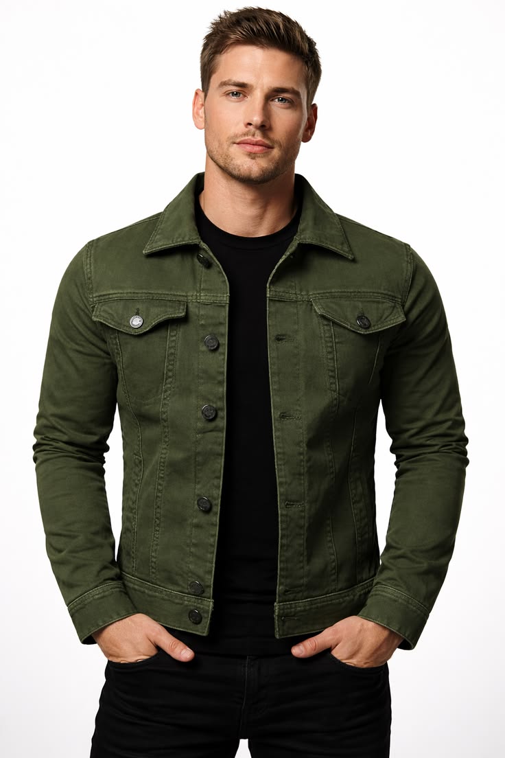 BELANCCI OLIVE GREEN DENIM JACKET