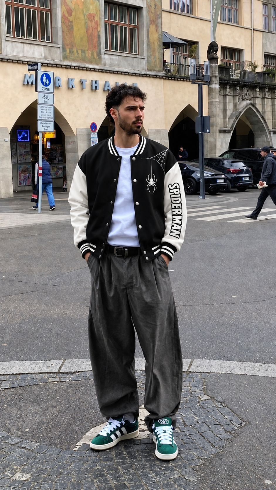 BELANCCI BLACK SPIDERMAN VARSITY JACET