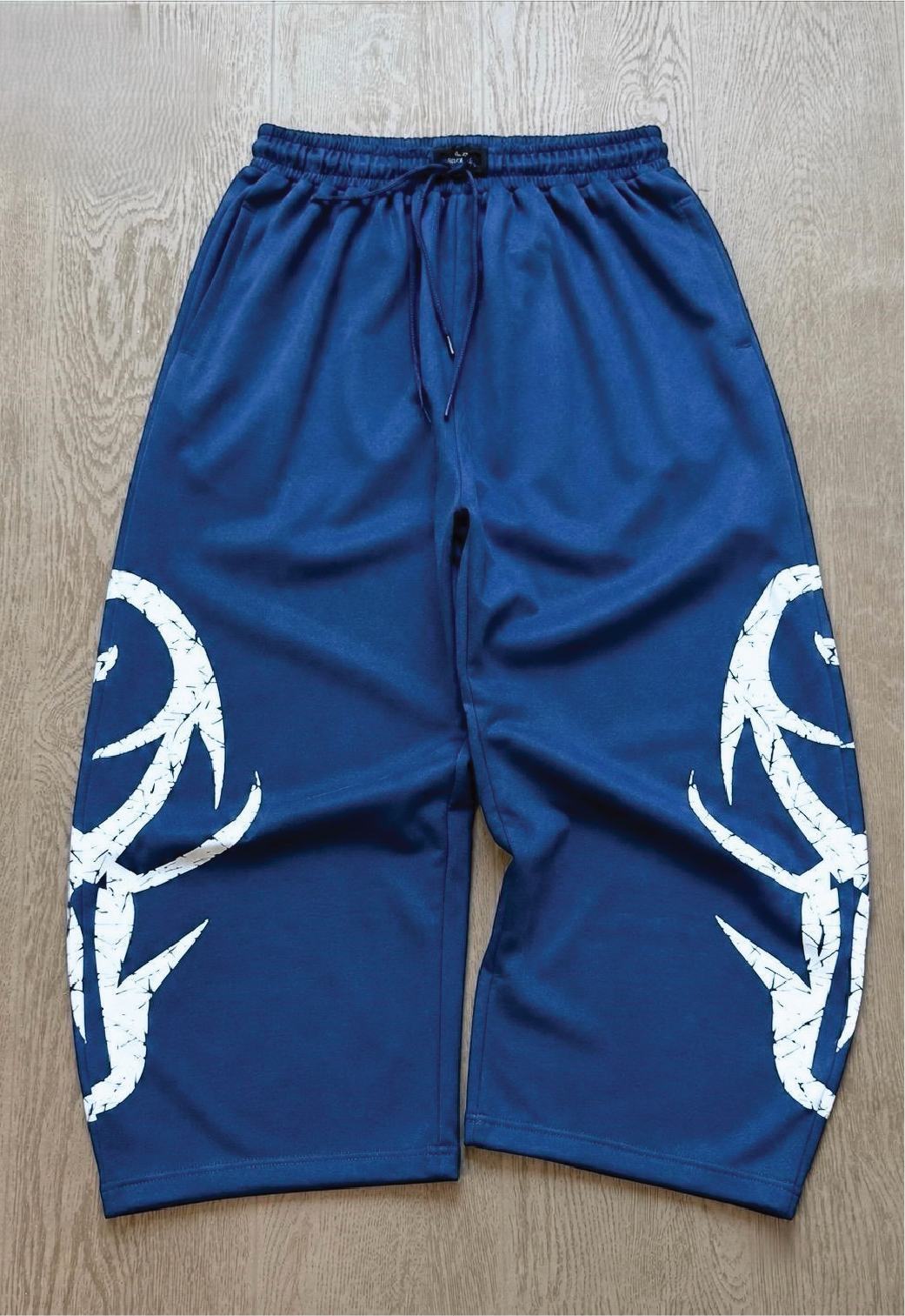 CRACKED FLAME GRAPHIC BLACK LONG JOGGER PANTS