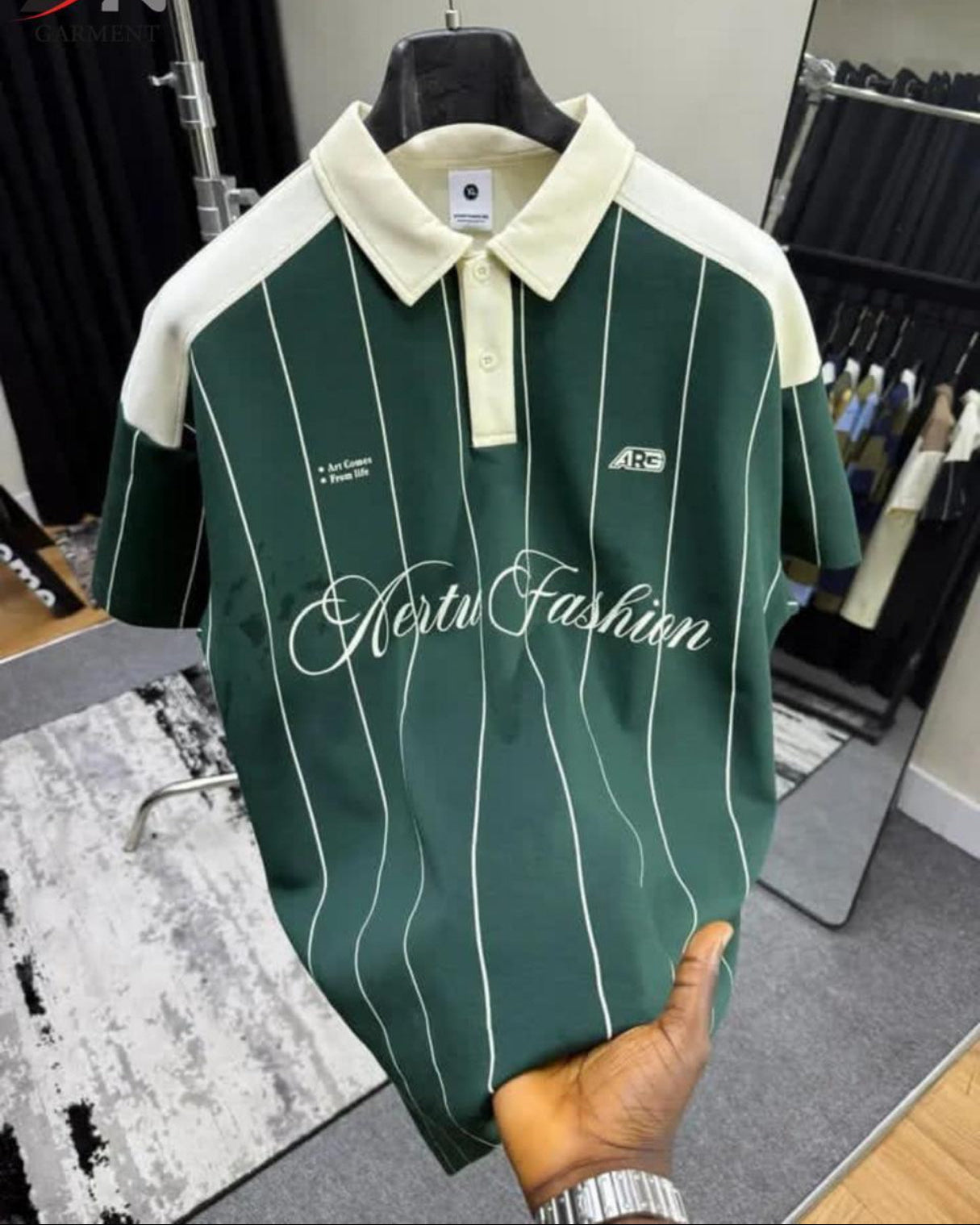 Men’s Premium Polo Shirt Short Sleeve Casual Slim Fit Striped Printed Cotton Summer T-Shirt Fashion Trendy Streetwear Top for Men