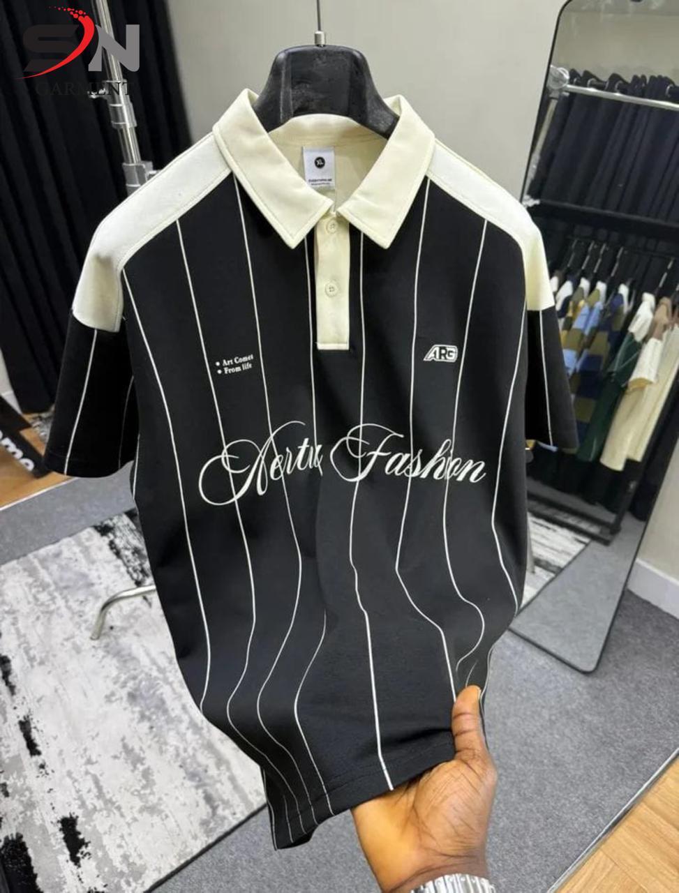 Men’s Premium Polo Shirt Short Sleeve Casual Slim Fit Striped Printed Cotton Summer T-Shirt Fashion Trendy Streetwear Top for Men