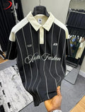 Men’s Premium Polo Shirt Short Sleeve Casual Slim Fit Striped Printed Cotton Summer T-Shirt Fashion Trendy Streetwear Top for Men