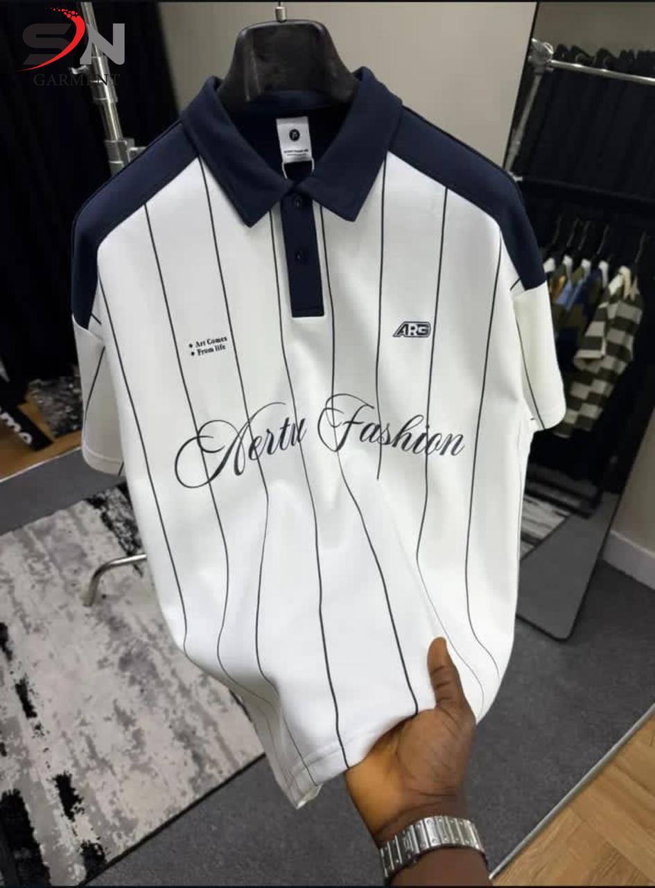 Men’s Premium Polo Shirt Short Sleeve Casual Slim Fit Striped Printed Cotton Summer T-Shirt Fashion Trendy Streetwear Top for Men