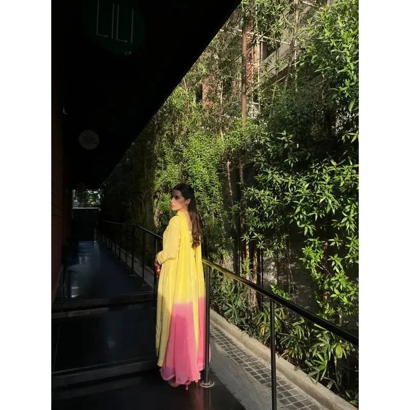 BELANCCI LEMON PETAL (3PC) WITH CHIFFON DUPATTA