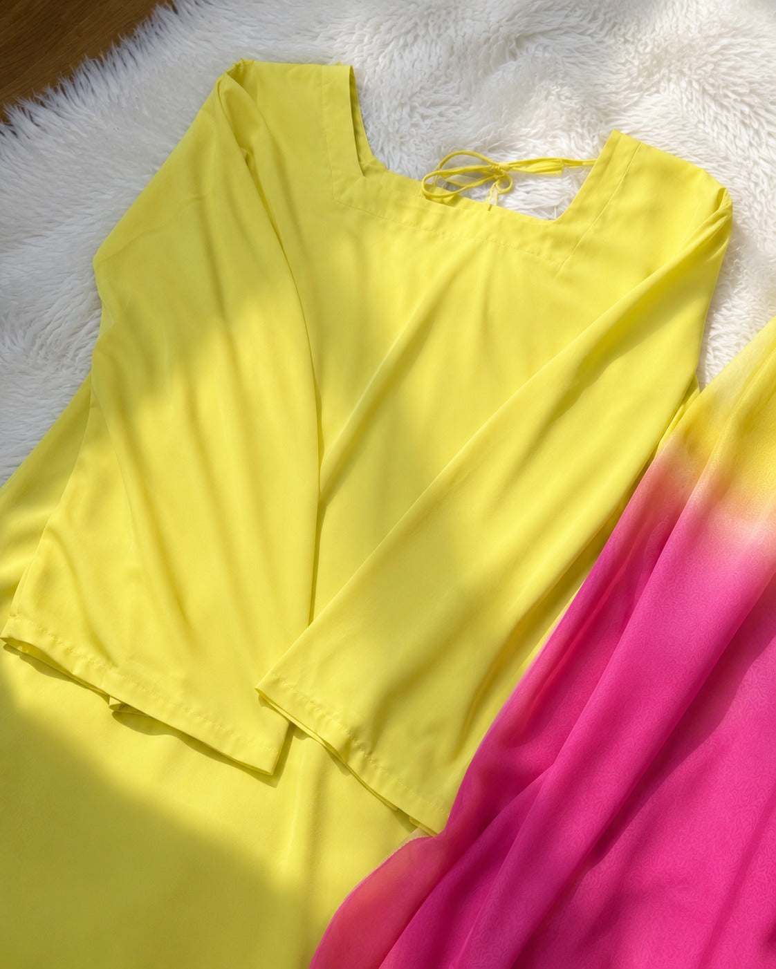 BELANCCI LEMON PETAL (3PC) WITH CHIFFON DUPATTA