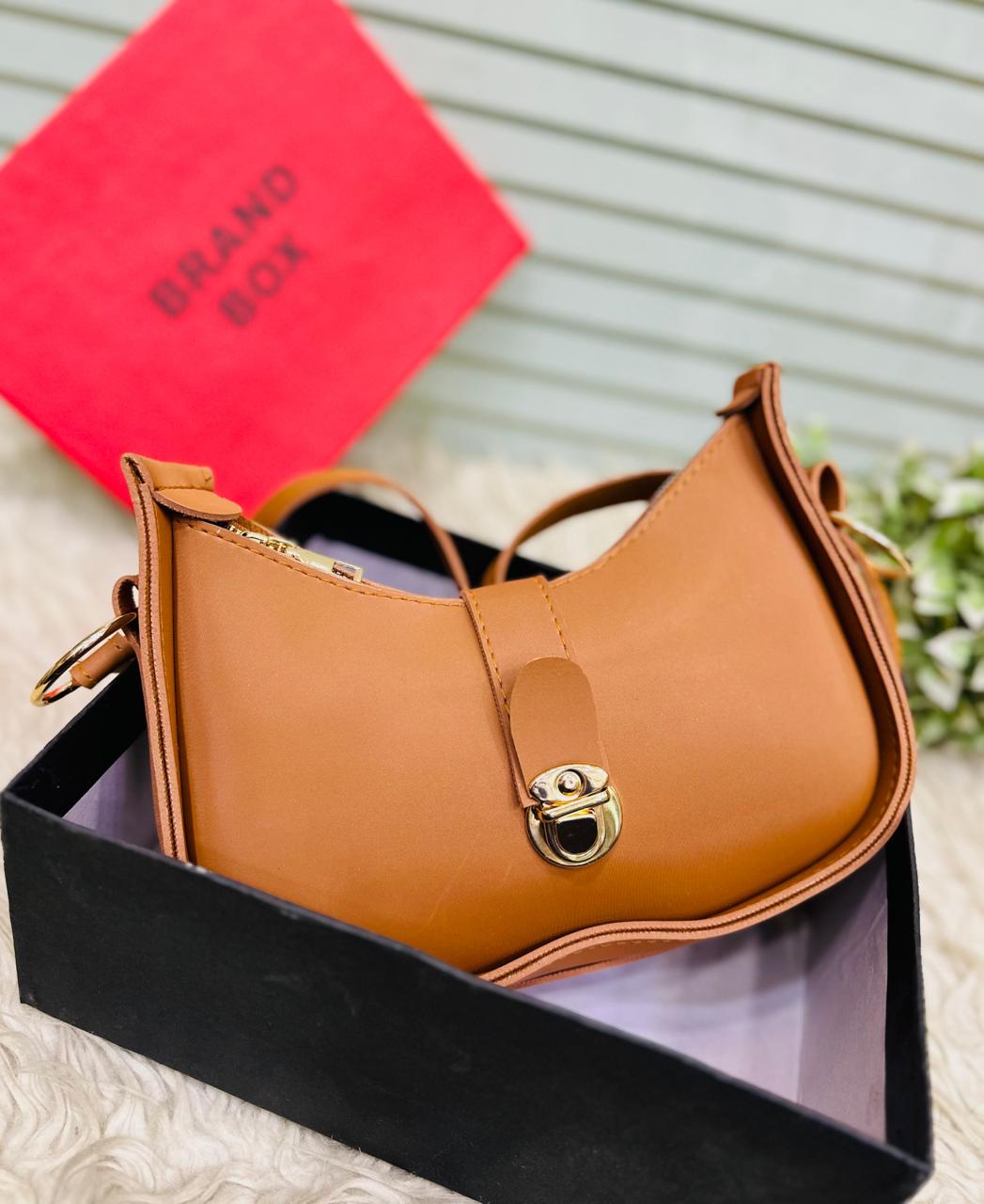 BELANCCI - WOMEN’S MOON SHAPE SHOULDER BAG WITH GOLD CLASP