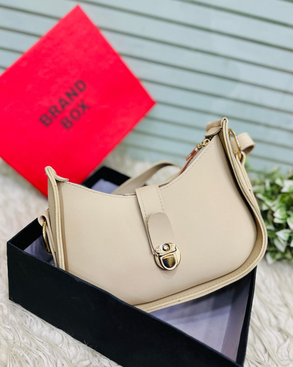 BELANCCI - WOMEN’S MOON SHAPE SHOULDER BAG WITH GOLD CLASP