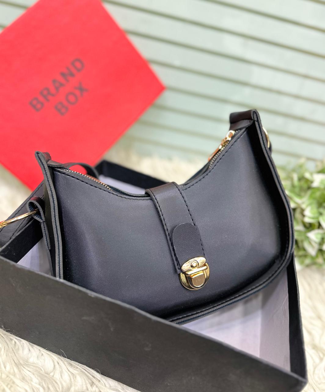 BELANCCI - WOMEN’S MOON SHAPE SHOULDER BAG WITH GOLD CLASP